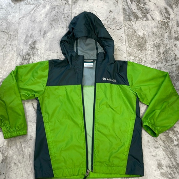 Kids Columbia Rain Jacket, Size Small, Gray and Green - Picture 1 of 5